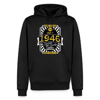 1946 MAY - Sweat à capuche Premium bio Homme - noir - Devant - Nico (187cm)