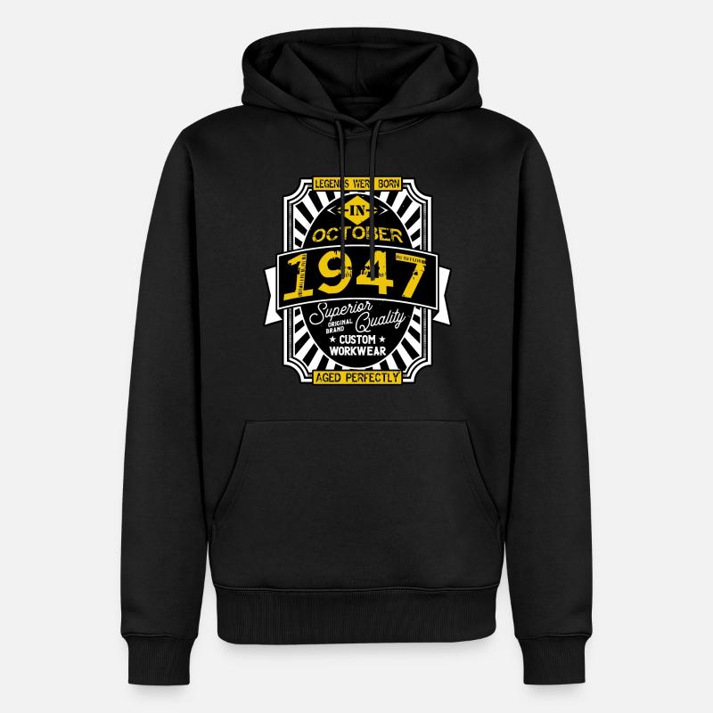 1947 OCTOBER - Sweat à capuche Premium bio Homme - noir