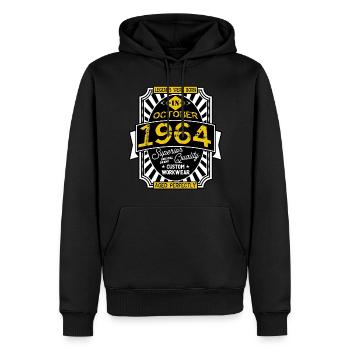 1964 OCTOBER - Sweat à capuche Premium bio Homme - noir - Devant - Nico (187cm)