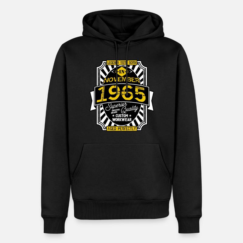 1965 NOVEMBER - Sweat à capuche Premium bio Homme - noir