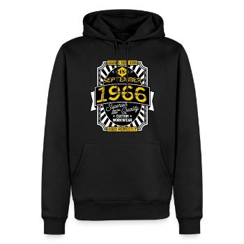 1966 SEPTEMBER - Sweat à capuche Premium bio Homme - noir - Devant - Nico (187cm)