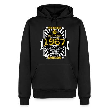1967 OCTOBER - Sweat à capuche Premium bio Homme - noir - Devant - Nico (187cm)