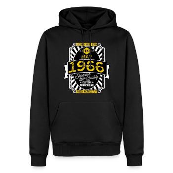 1966 MAY - Sweat à capuche Premium bio Homme - noir - Devant - Nico (187cm)