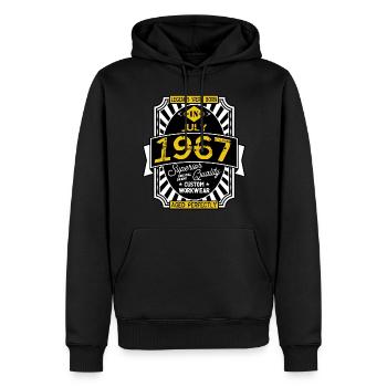 1967 JANUARY - Sweat à capuche Premium bio Homme - noir - Devant - Nico (187cm)