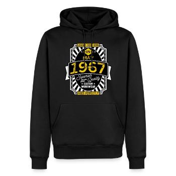 1967 MAY - Sweat à capuche Premium bio Homme - noir - Devant - Nico (187cm)