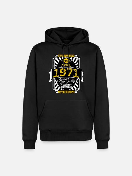 1971 APRIL - Männer Premium Bio Hoodie - Schwarz