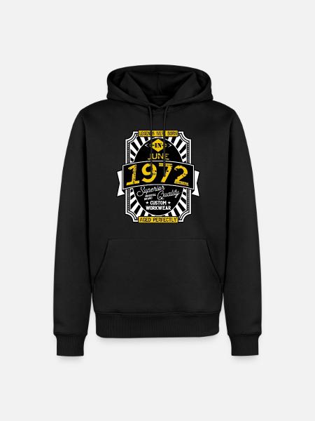 1972 JUNE - Sweat à capuche Premium bio Homme - noir