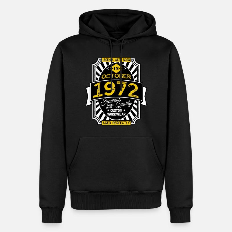 1972 OCTOBER - Sweat à capuche Premium bio Homme - noir