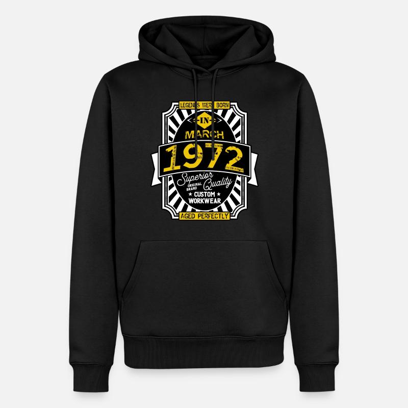 1972 MARCH - Sweat à capuche Premium bio Homme - noir