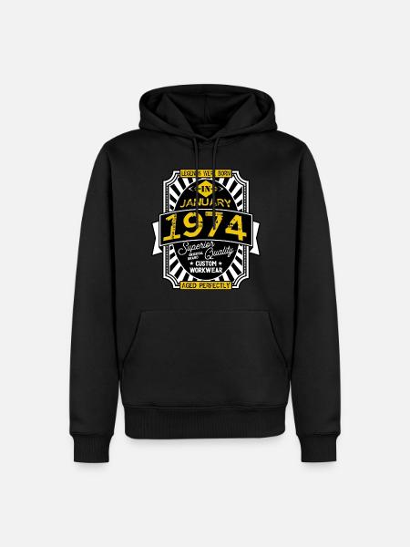 JANUAR 1974 - Männer Premium Bio Hoodie - Schwarz
