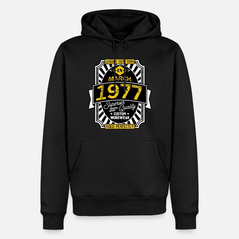 1977 MARCH - Sweat à capuche Premium bio Homme - noir