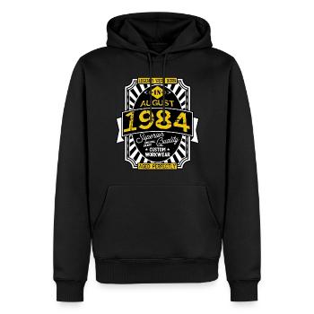 AUGUST 1984 - Männer Premium Bio Hoodie - Schwarz - Vorne - Nico (187cm)