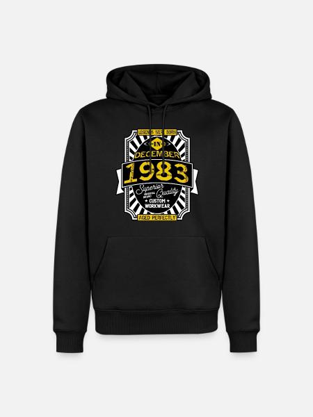 1983 DECEMBER - Sweat à capuche Premium bio Homme - noir