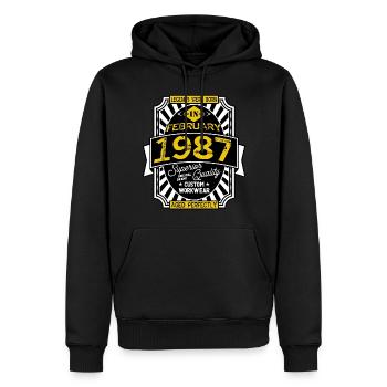 1987 FEBRUAR - Männer Premium Bio Hoodie - Schwarz - Vorne - Nico (187cm)
