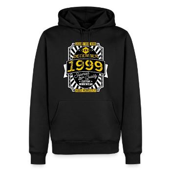 1999 DECEMBER - Sweat à capuche Premium bio Homme - noir - Devant - Nico (187cm)