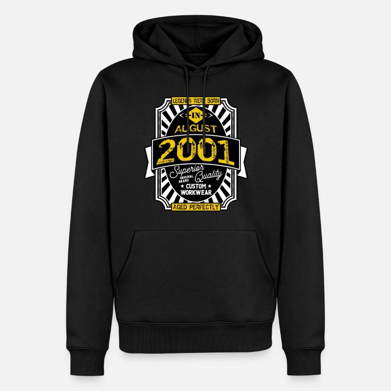 2001 AUGUST - Sweat à capuche Premium bio Homme - noir
