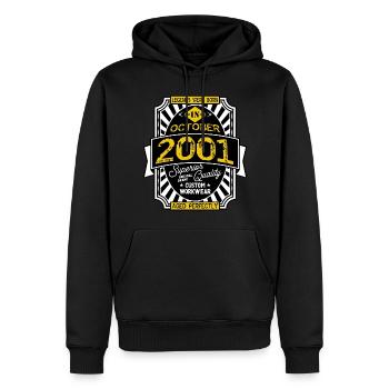 2001 OCTOBER - Sweat à capuche Premium bio Homme - noir - Devant - Nico (187cm)