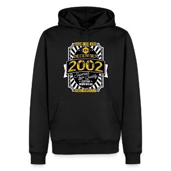 2002 DECEMBER - Sweat à capuche Premium bio Homme - noir - Devant - Nico (187cm)