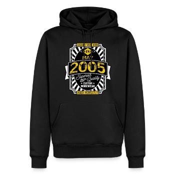 2005 MAY - Sweat à capuche Premium bio Homme - noir - Devant - Nico (187cm)