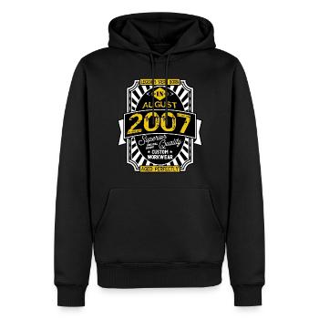2007 AUGUST - Männer Premium Bio Hoodie - Schwarz - Vorne - Nico (187cm)