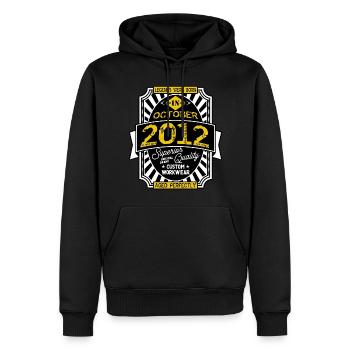 2012 OCTOBER - Sweat à capuche Premium bio Homme - noir - Devant - Nico (187cm)
