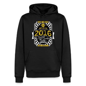 2016 MÄRZ - Männer Premium Bio Hoodie - Schwarz - Vorne - Nico (187cm)