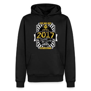 APRIL 2017 - Männer Premium Bio Hoodie - Schwarz - Vorne - Nico (187cm)