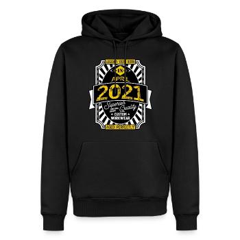 APRIL 2021 - Männer Premium Bio Hoodie - Schwarz - Vorne - Nico (187cm)