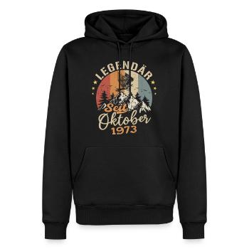 Legendär seit Oktober 1973 - 1973 - Männer Premium Bio Hoodie - Schwarz - Vorne - Nico (187cm)
