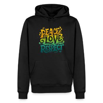 Peace Love Respect T-shirt - Sweat à capuche Premium bio Homme - noir - Devant - Nico (187cm)
