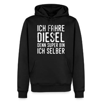 Je conduis diesel parce que je suis super moi-même - Sweat à capuche Premium bio Homme - noir - Devant - Nico (187cm)