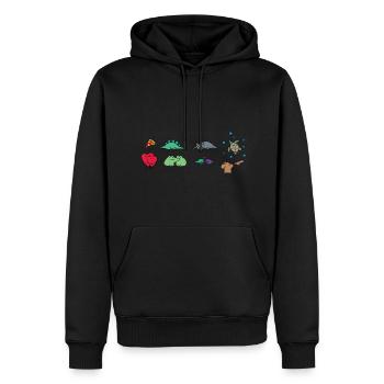 Bande dessinée d’animaux - Sweat à capuche Premium bio Homme - noir - Devant - Nico (187cm)