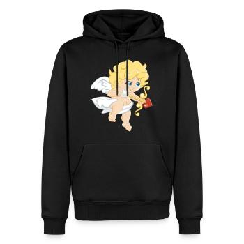 Cupidon - Sweat à capuche Premium bio Homme - noir - Devant - Nico (187cm)