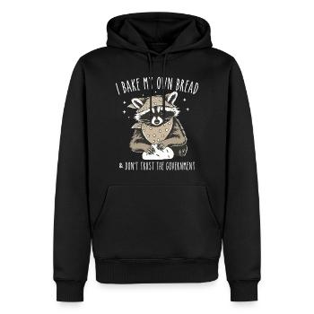 Funny Raccoon - I Bake My Own Bread - Sweat à capuche Premium bio Homme - noir - Devant - Nico (187cm)