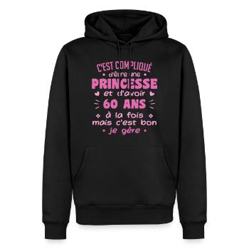 Frau Prinzessin Geburtstag 60 Jahre - Männer Premium Bio Hoodie - Schwarz - Vorne - Nico (187cm)
