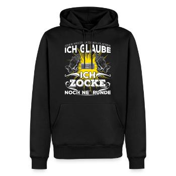 Ich glaube ich zocke noch ne Runde (hell) - Männer Premium Bio Hoodie - Schwarz - Vorne - Nico (187cm)