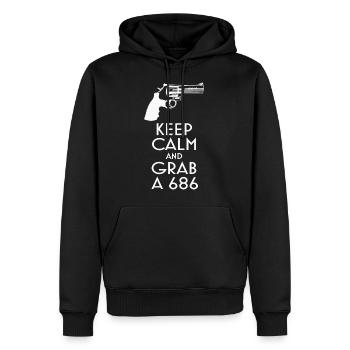 Keep Calm and Grab un t-shirt revolver 686 - Sweat à capuche Premium bio Homme - noir - Devant - Nico (187cm)