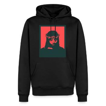 Jesus von Nazareth - Männer Premium Bio Hoodie - Schwarz - Vorne - Nico (187cm)