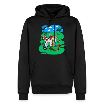 Unicorn sur Party - gueule de bois T-shirt - Sweat à capuche Premium bio Homme - noir - Devant - Nico (187cm)