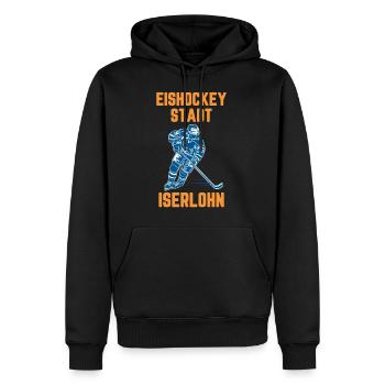Ice Hockey City ISERLOHN - Men’s Premium Organic Hoodie - black - Front - Nico (187cm)