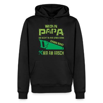 wenn papa es nicht reparieren kann, dann sind wir - Männer Premium Bio Hoodie - Schwarz - Vorne - Nico (187cm)