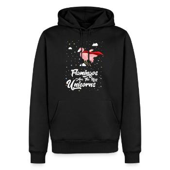 Flamingos are the new Unicorns! - Männer Premium Bio Hoodie - Schwarz - Vorne - Nico (187cm)
