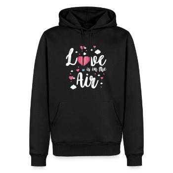 Love is in the air - Liebe liegt in der Luft - Männer Premium Bio Hoodie - Schwarz - Vorne - Nico (187cm)