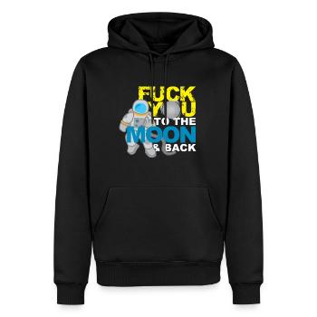 Fuck you to the Moon and Back Provokation Geschenk - Männer Premium Bio Hoodie - Schwarz - Vorne - Nico (187cm)