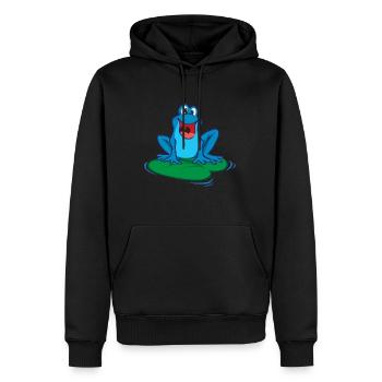 Frosch Lustig Fröhlich niedlich Blau Fun Geschenk - Männer Premium Bio Hoodie - Schwarz - Vorne - Nico (187cm)