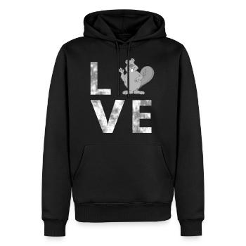 LOVE-Biber, Tier, Liebe, Natur - Männer Premium Bio Hoodie - Schwarz - Vorne - Nico (187cm)