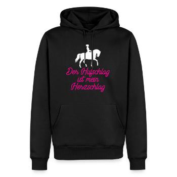 Hufschlag ist mein Herzschlag - Pferde Shirt - Männer Premium Bio Hoodie - Schwarz - Vorne - Nico (187cm)