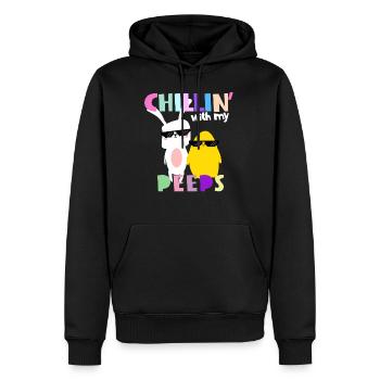 Chillin 'with my peeps - Easter shirt - Men’s Premium Organic Hoodie - black - Front - Nico (187cm)