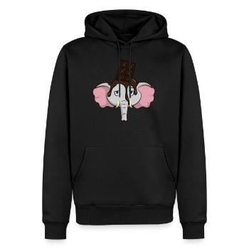 Éléphant drôle avec du chocolat sur la tête - Sweat à capuche Premium bio Homme - noir - Devant - Nico (187cm)