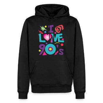 I love the 90s Disco Musik R&B Hip Hop Geschenk - Männer Premium Bio Hoodie - Schwarz - Vorne - Nico (187cm)